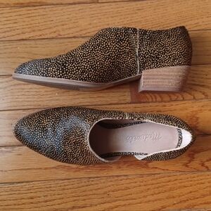 Madewell Sz 7 Lucie Shoe Spotted Calf Hair Bootie Leopard Cutout Toffee Multi